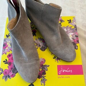 Joules Grey Langham Suede Ankle Booties- US 8